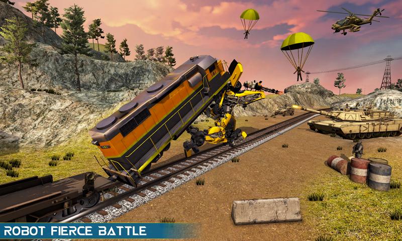 US Army Train Transform Robot Fight Robot Games