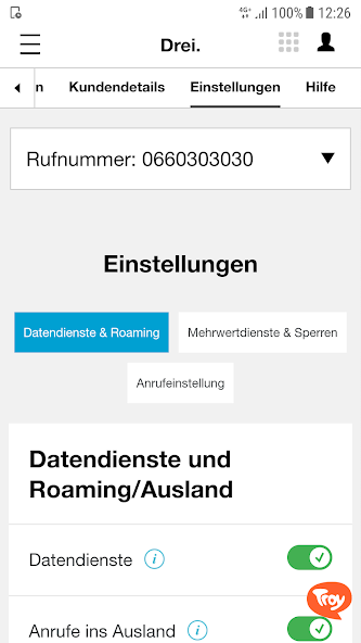 Drei Kundenzone
