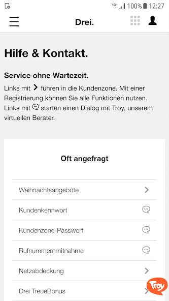 Drei Kundenzone