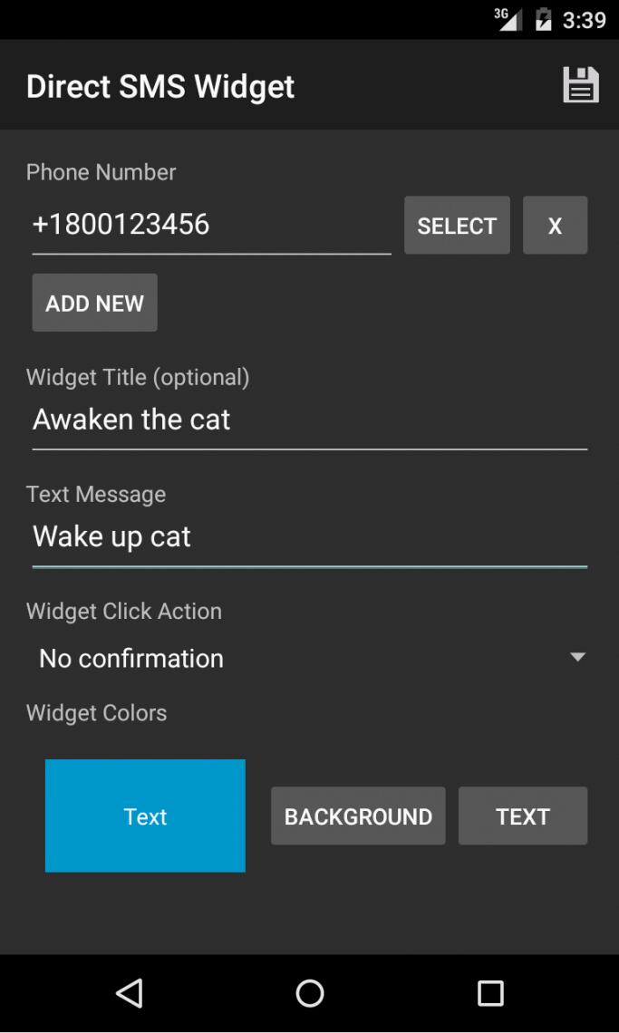 Direct SMS Widget