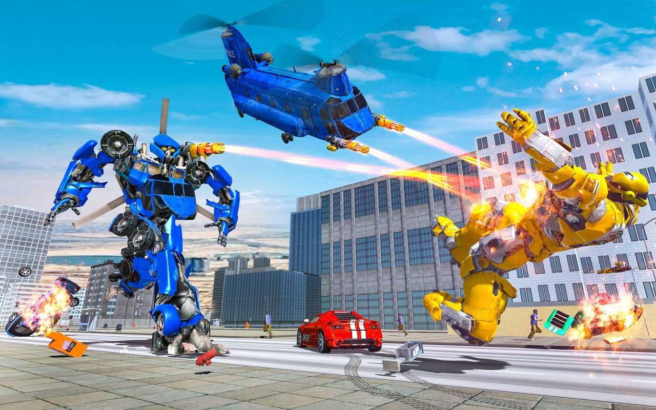 Grand Cargo Helicopter Robot Battle