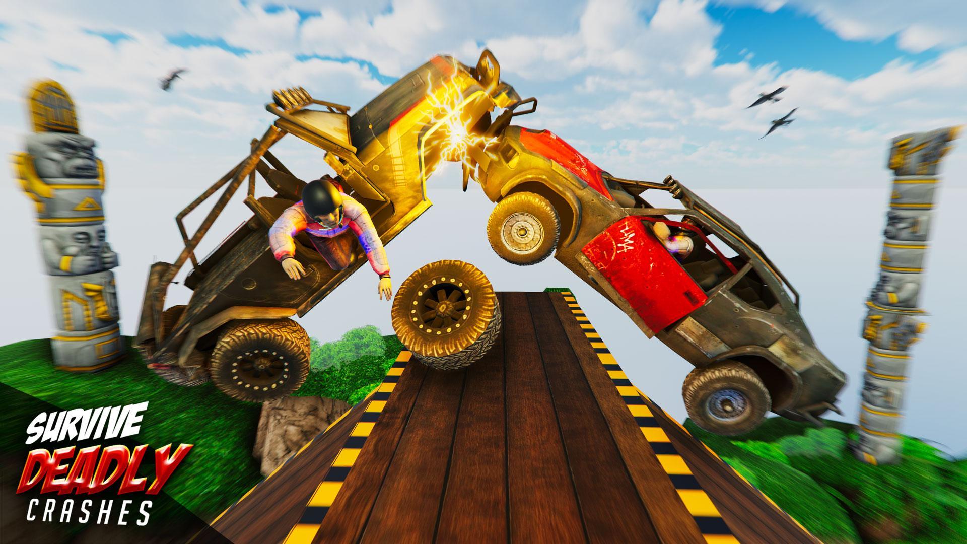 Accident Car Flying Stunts Tricky Car Driving Game