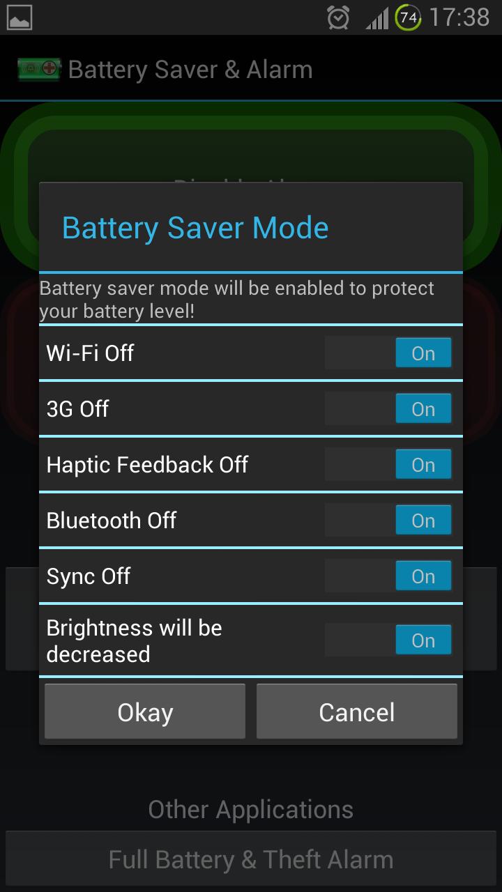 Battery Saver & Alarm