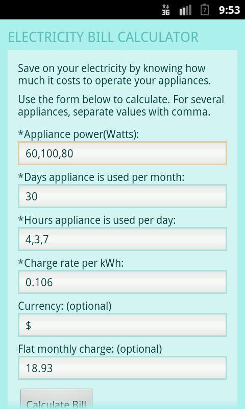 Electricity Bill Calculator