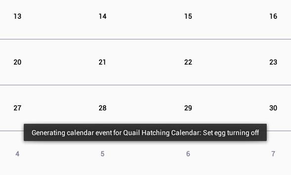 Quail Incubation Hatching Calendar