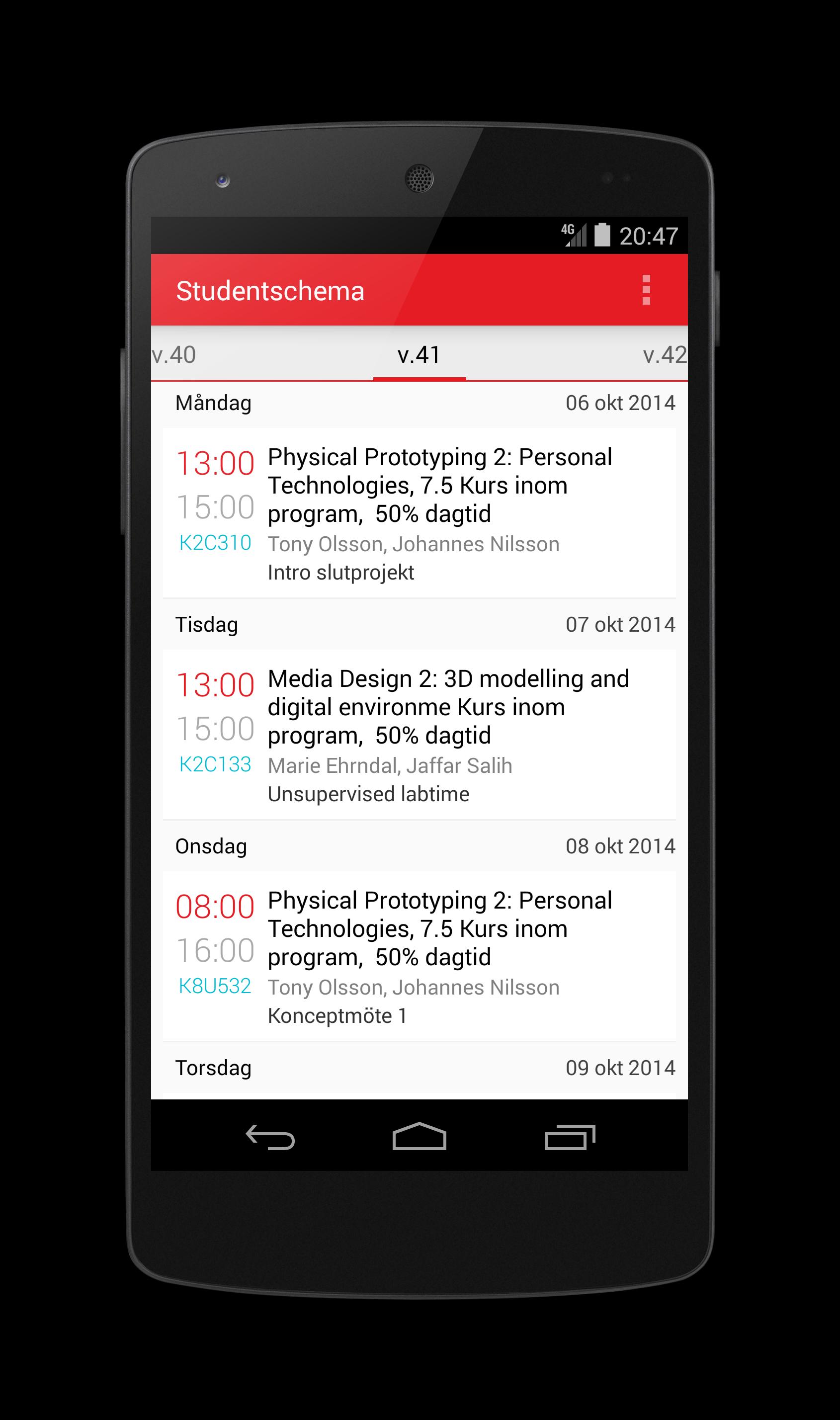 MAH Student Schedule