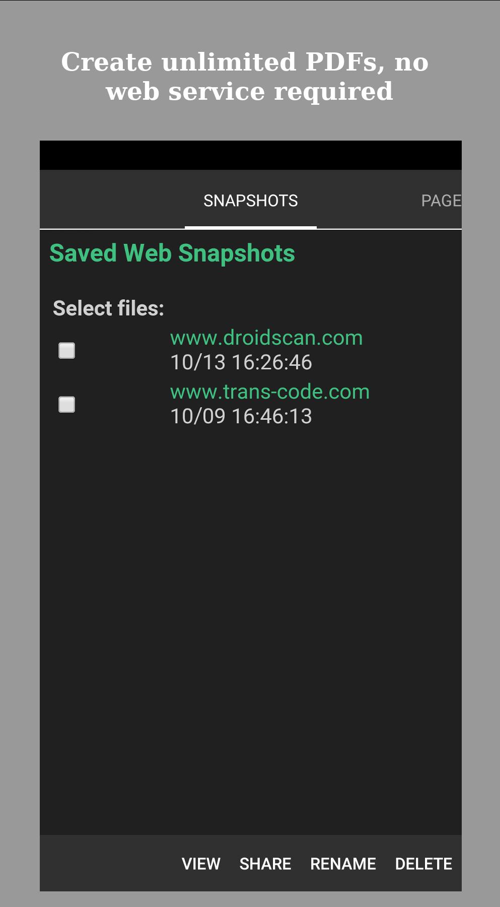 Web Snapshots