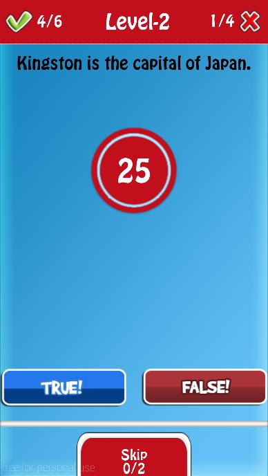 Capitals Quiz True | False